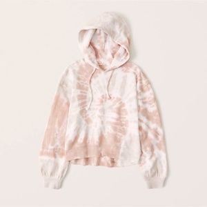 Abercrombie & Fitch Puff Sleeve Hoodie - Blush Pink Tie Dye